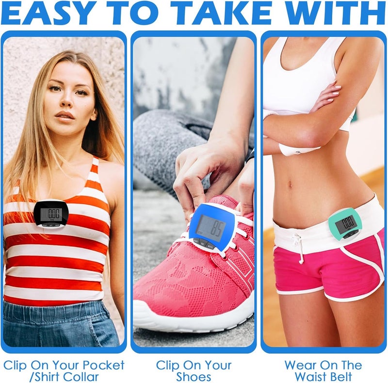 Copkim 9 Pcs Simple Pedometers Bulk for Walking Steps and Miles Walking Step Counters with Calories Burned Portable Clip Step Tracker for Seniors Man Women Jogging Hiking Running - Image 4